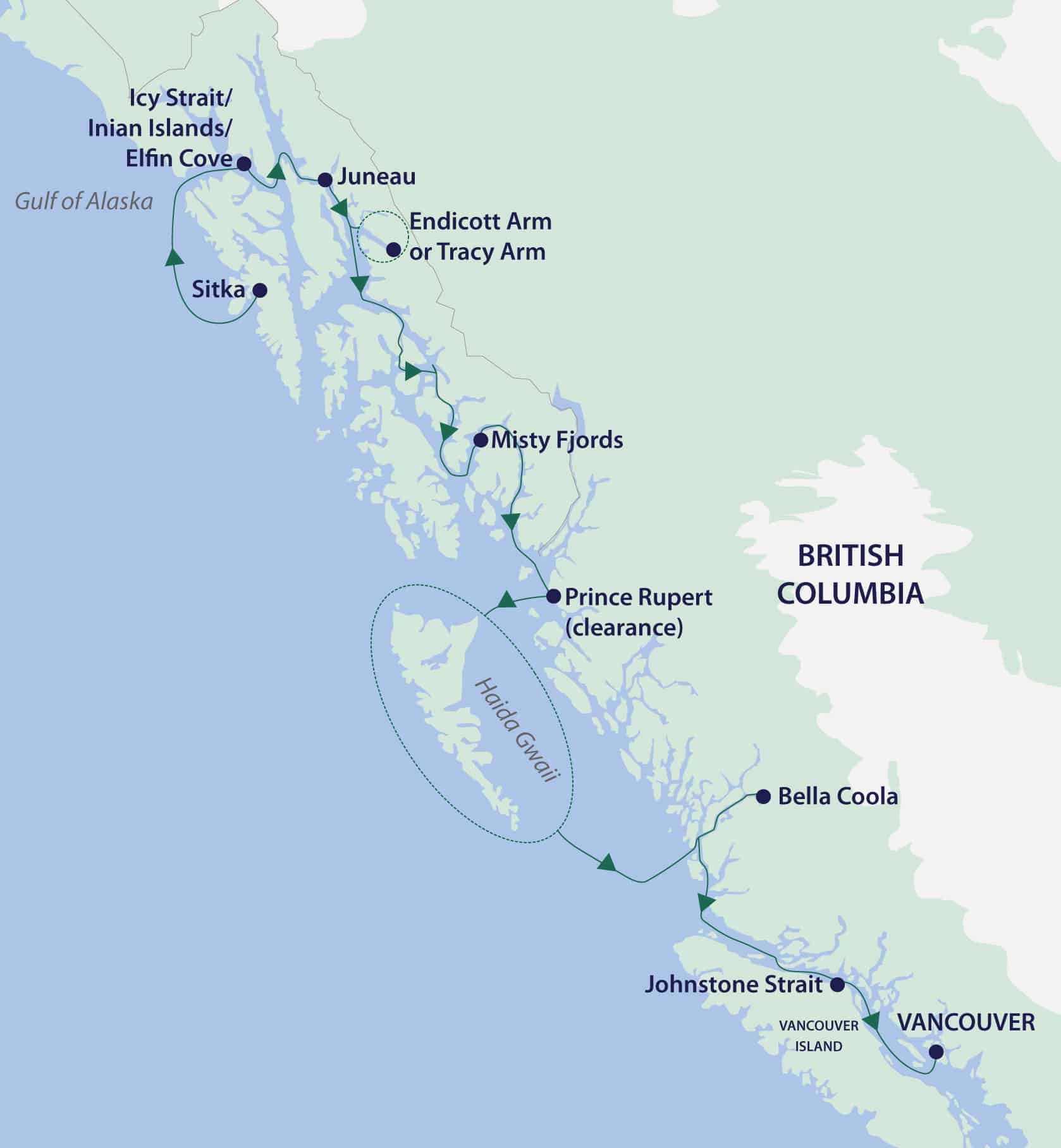 Alaska and Haida Gwaii map